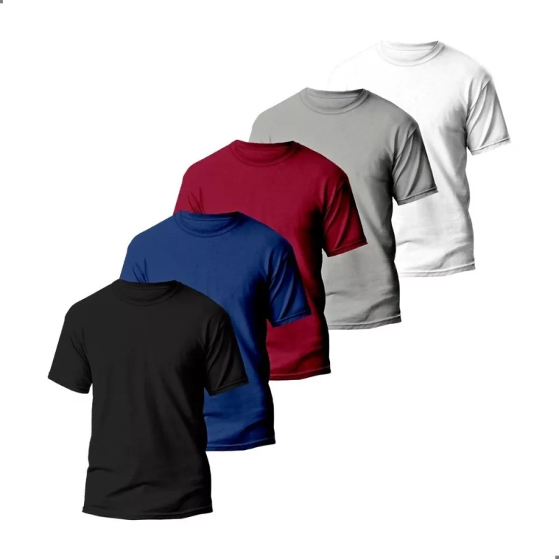 Kit 5 Camisetas Básicas Dry Fit Lisa Tradicional - Masculina