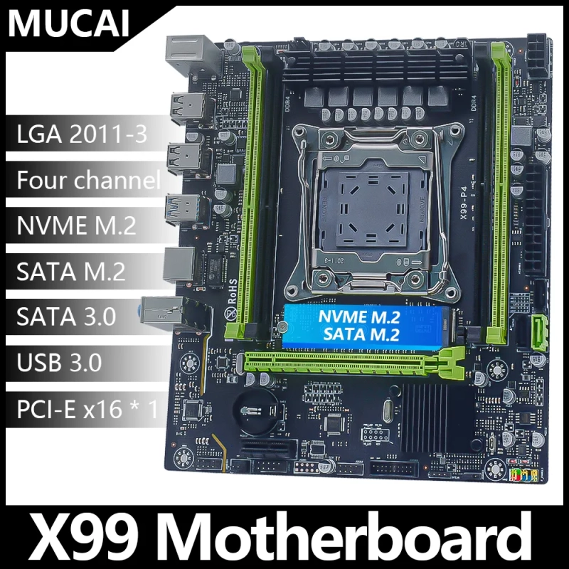 Placa-mãe MUCAI-X99 P4 LGA 2011-3 suporta processador Intel Xeon 4 canais RAM DDR4 NVME M.2