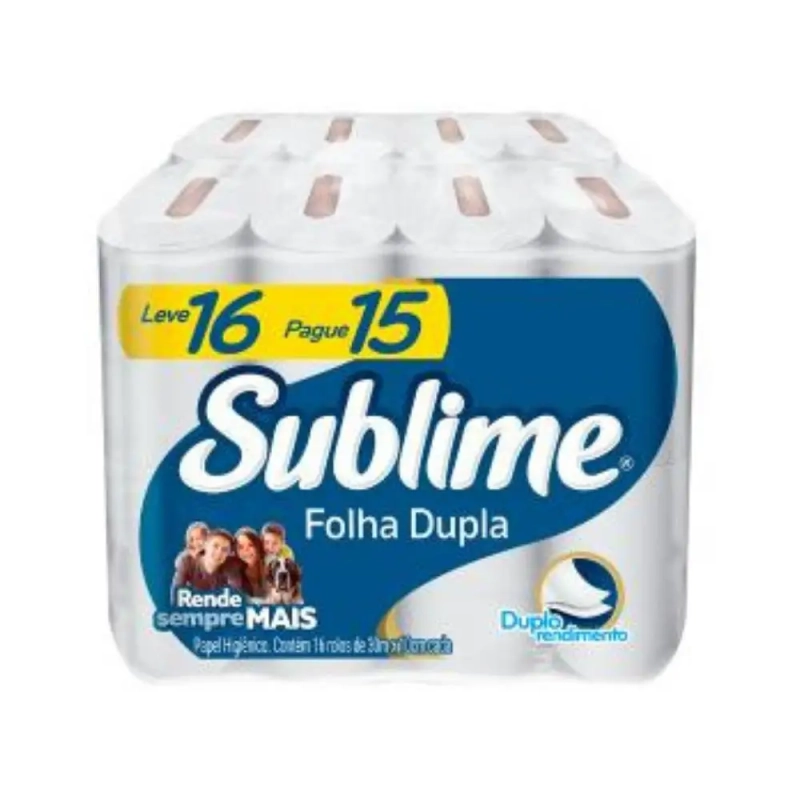 Papel Higienico Folha Dupla Sublime Softys - 16 Rolos De 30M