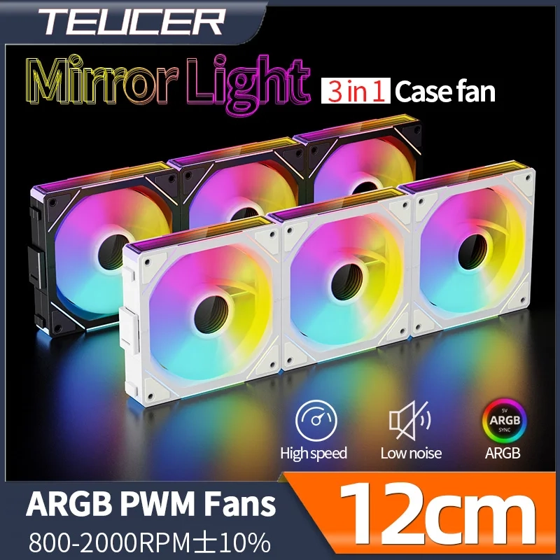 Teucer-JM-1 Ventilador para PC Espelho Ciclo Argb Luz 120mm 3in 1 800-2000rpm