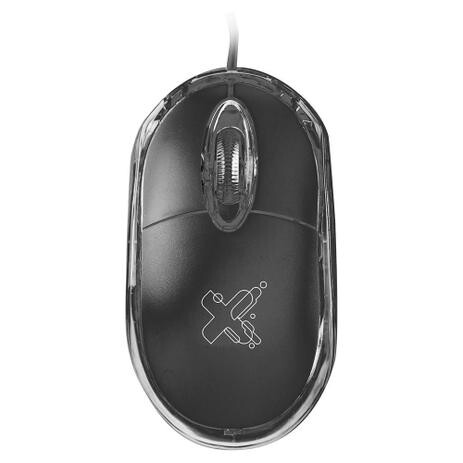 Mouse Max Print Classic Essential 1000DPI USB Preto e Transparente - 60000125