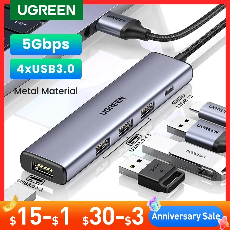 Ugreen USB C Hub 4 Portas USB-C para USB 3.0