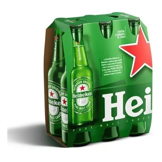 5 Packs Cerveja Heineken Long Neck 330ml - 6 Unidades (Total 30 Unidades)