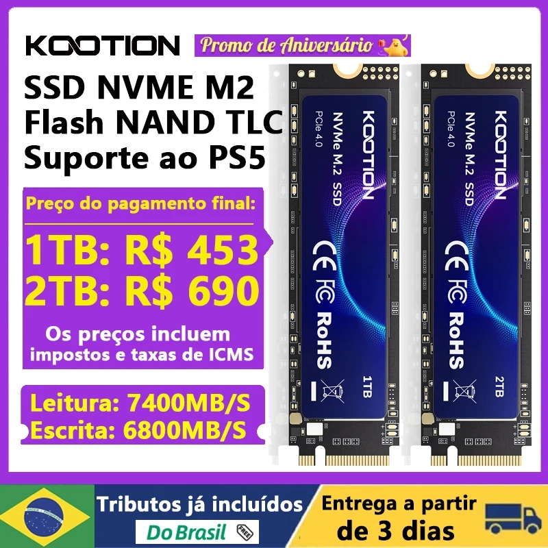 SSD KOOTION NVMe M2 1TB PCIe 4.0x4 7200Mbps TLC