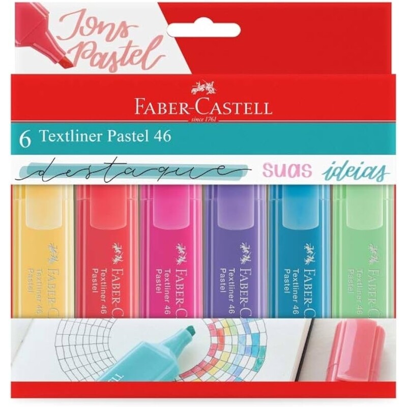 Marca Texto Tons Pastel Faber-Castell MT/15466 Textliner Pastel 46 6 Cores
