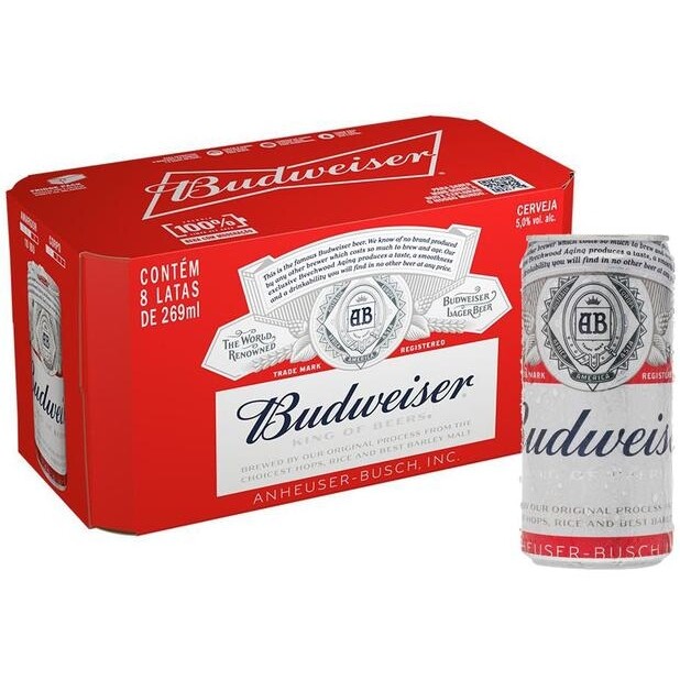 Pack Cerveja Budweiser Lata 269ml - 8 Unidades