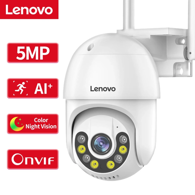 Câmera Lenovo 3MP 5MP PTZ WIFI IP Áudio CCTV