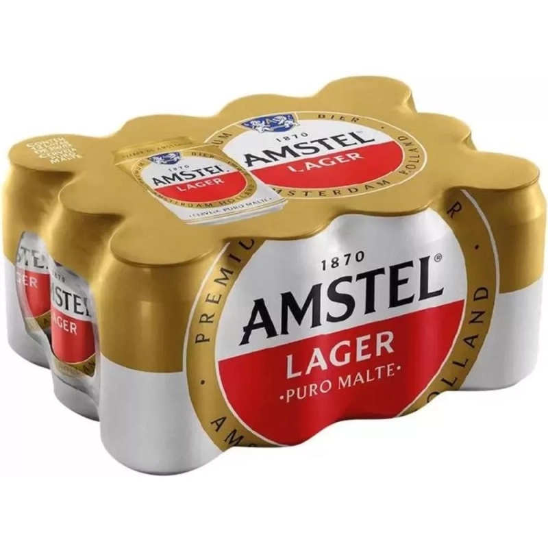 4 Packs Cerveja Amstel Lager Premium Puro Malte 350ml - 12 Unidades (Total 48 Unidades)