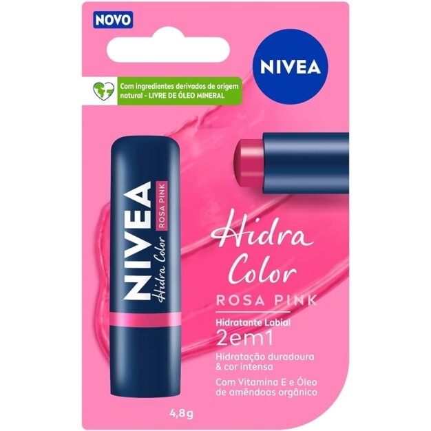 Hidratante Labial NIVEA Hidra Color 2 em 1 Rosa Pink 48g