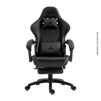 Cadeira Gamer KBM! GAMING Tempest CG600 Preta Com Almofadas Descanso Para Pernas Retrátil Reclinável - KGCG600PT