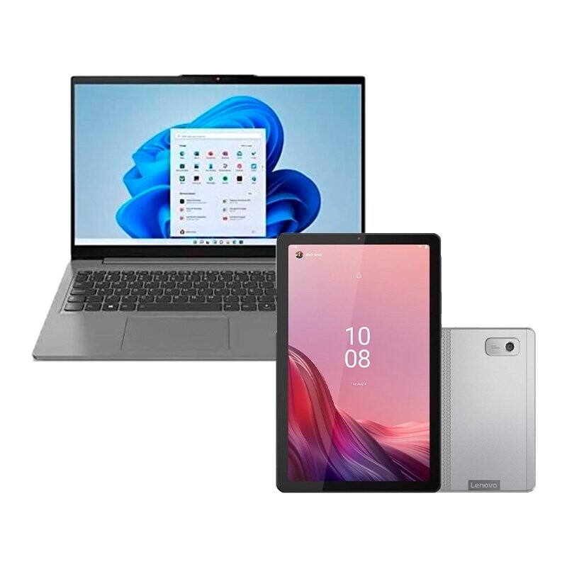 Combo Notebook Lenovo Ideapad 3I 15.6 i3 8GB RAM 256GB SSD W11 82MD0010BR + Tablet Lenovo Tab M9 64GB 4GB RAM Tela 9 Wif