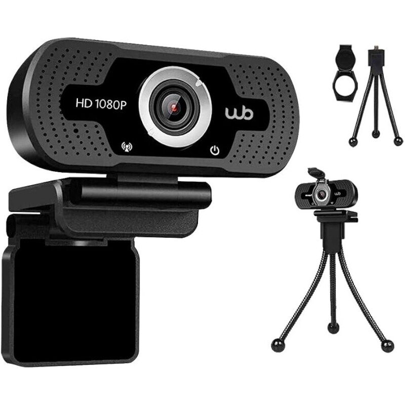 Webcam USB FHD 1080P WB com Microfone Ângulo 110° e Tripé