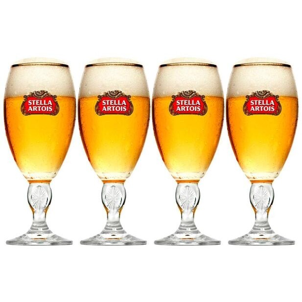 Jogo de Taças para Cerveja de Vidro 4 Peças Ambev Stella Artois 250ml