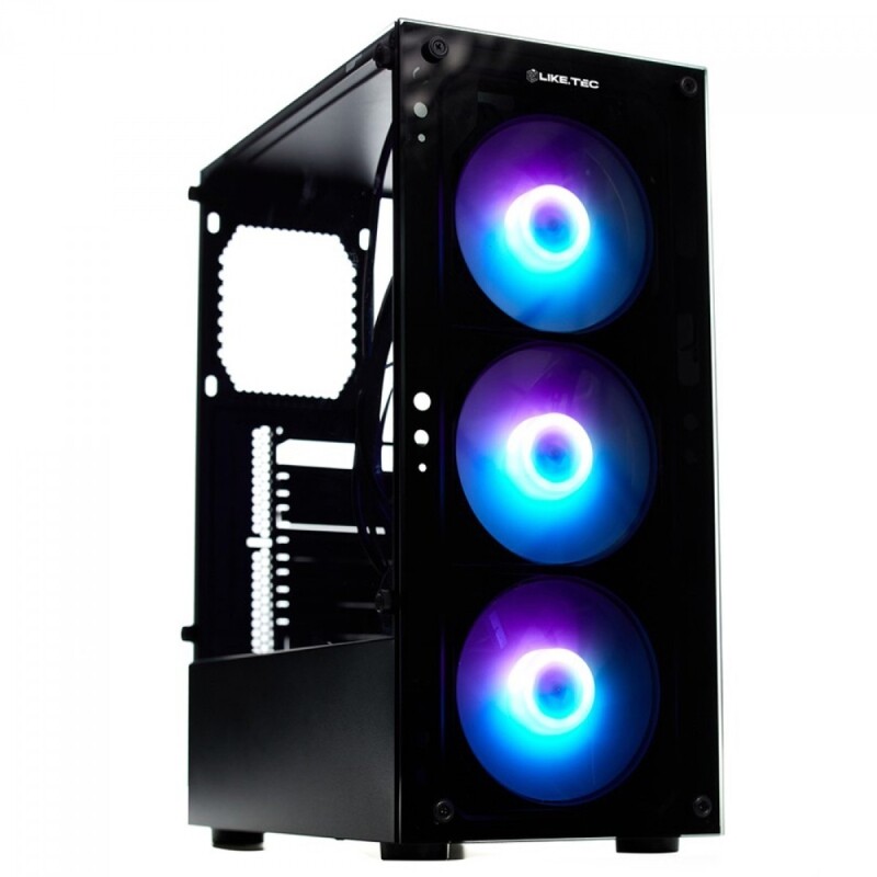 Gabinete Gamer Liketec Matrix RGB Mid Tower Vidro Temperado ATX Black Sem Fonte Com 3 Fans RGB