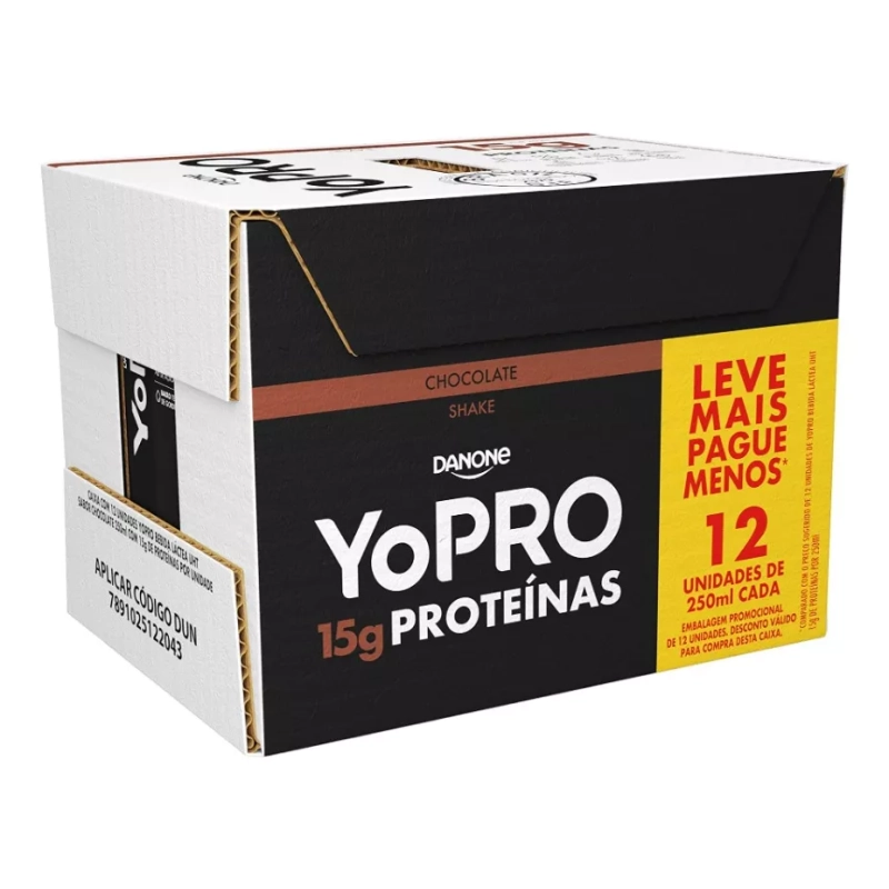 3Pack Yopro Bebida Láctea Uht Chocolate 15G de Proteínas 250ml - 12 Unidades