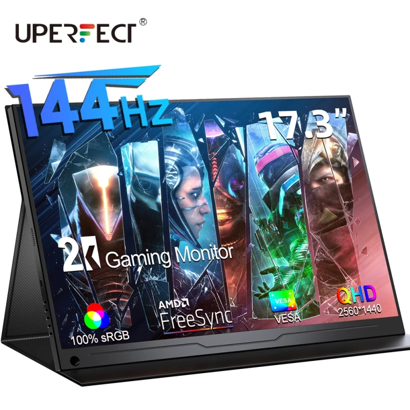 Monitor portátil UPERFECT 2K 144 Hz de 17,3" 2560x1440 QHD Gaming Travel Display