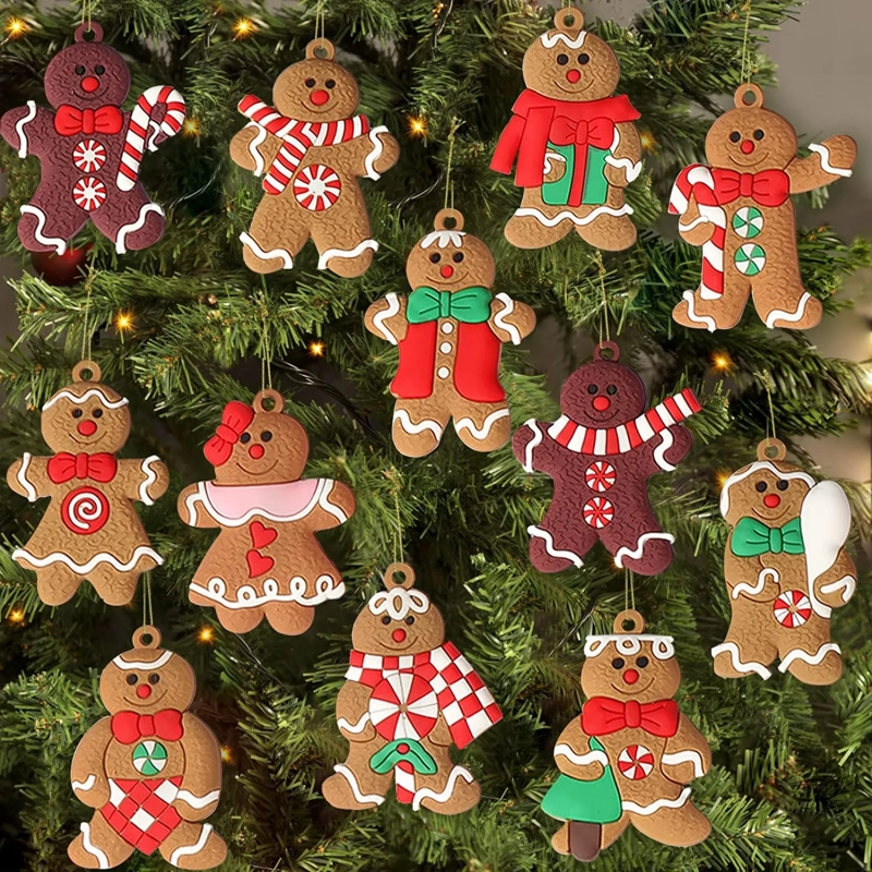 Boneco Gingerbread Man Ornamentos para Árvore de Natal