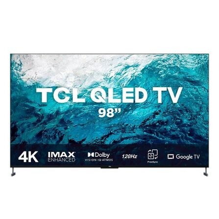 Smart TV TCL QLED 4K UHD 98'' Google TV com Google Assistant Design sem Borda e Wi-Fi - 98C735
