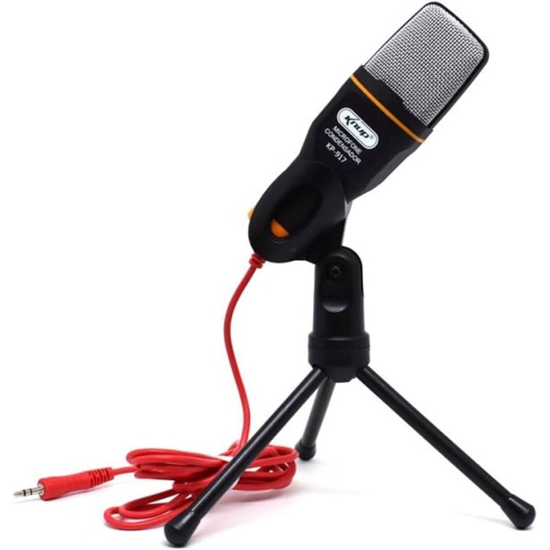 Microfone Condensador para PC com Tripé e Cabo P2