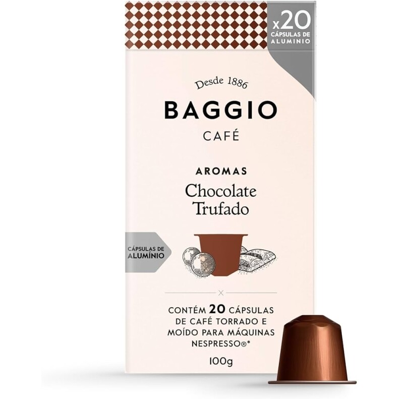 Cápsulas de Café Baggio Aroma Chocolate Trufado Compatível com Nespresso - 20 Cápsulas