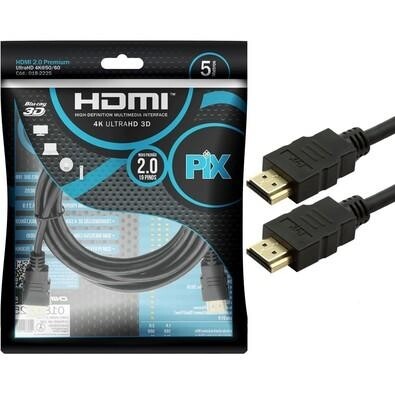 Cabo HDMI 2.0 4K PIX 5 Metros 19 Pinos - 018-2225