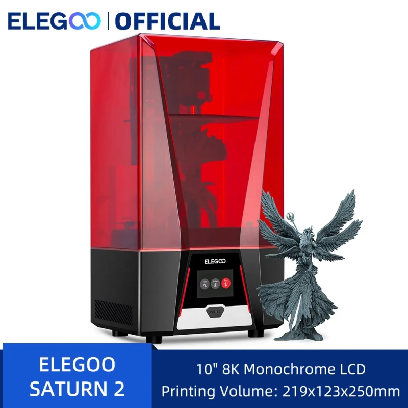 Impressora 3D ELEGOO Mono MSLA SATURN 2 Resina UV Fotocurando 8K LCD 10
