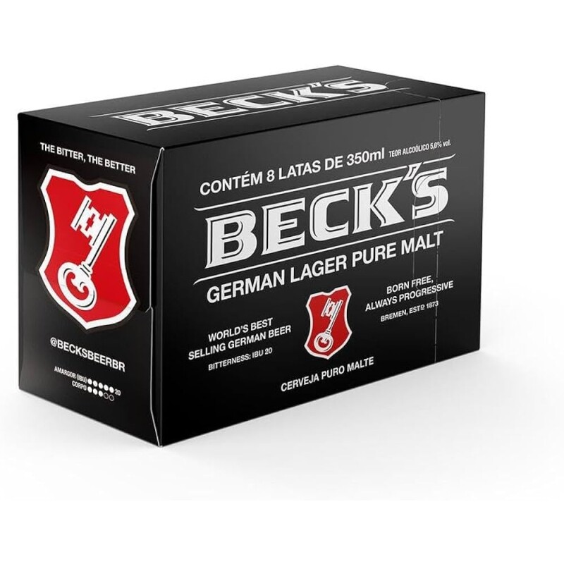 4 Packs Cerveja Becks Lata Sleek 350ml - 8 Unidades Cada