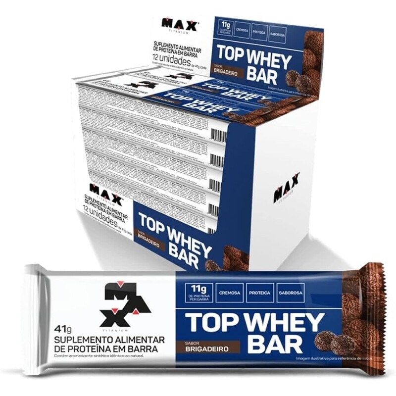 Top Whey Bar 12 Unidades De 41G Max Titanium (Amendoim)