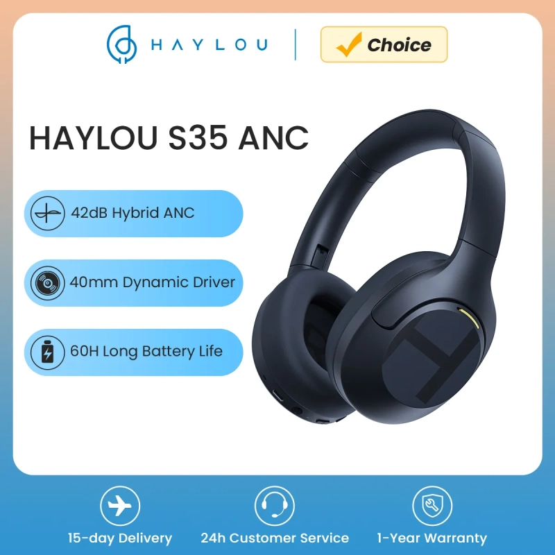 Fone de Ouvido Haylou S35 Bluetooth 5.3 Cancelamento de Ruído Driver 40mm