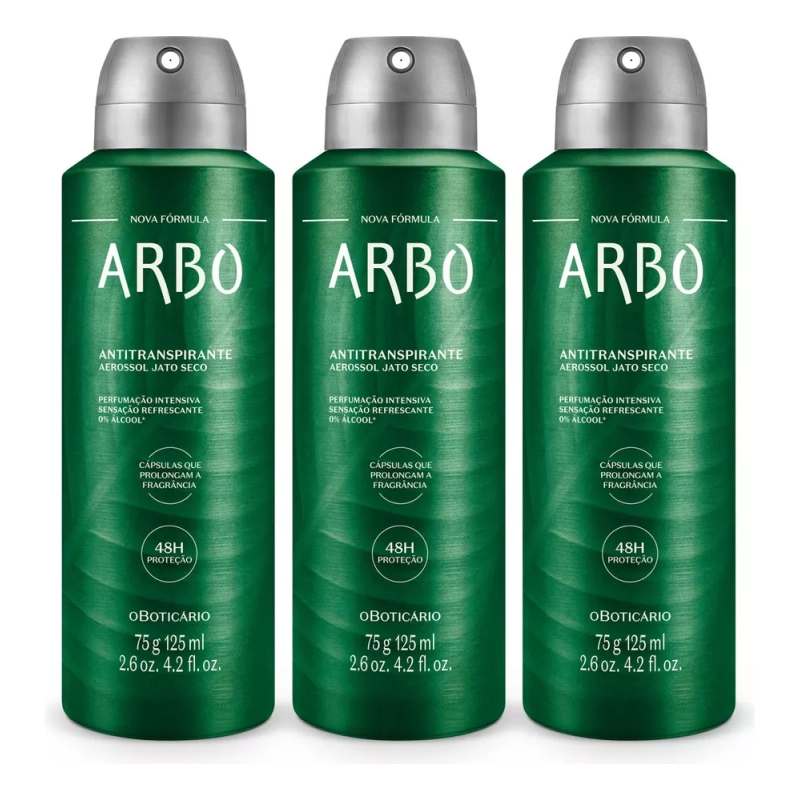 Kit Arbo: Desodorante Antitranspirante 75g (3 Unidades) Fragrância Fougère Fresco