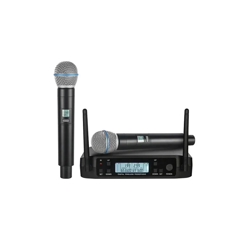 Microfone Sem Fio Digital UHF Dinâmico Tela 50 Canais Preto