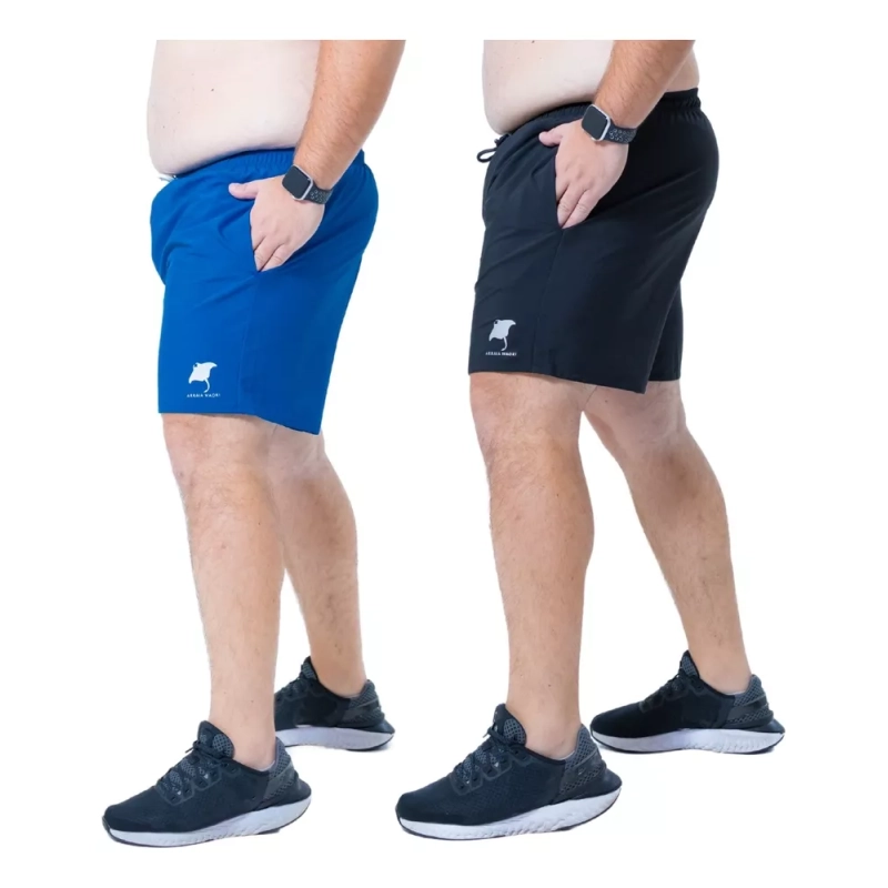 Kit 2 Shorts Bermuda Masculina Básico Tactel Plus Size