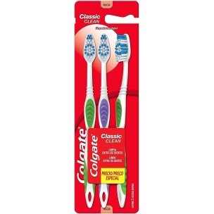 3 Pacotes Escova Dental Colgate Classic Clean - 9 Unidades