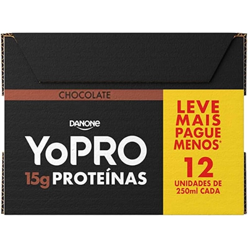 YoPRO Pack Yopro Bebida Láctea Uht Chocolate 15G de Proteínas 250 Ml -12 Unidades