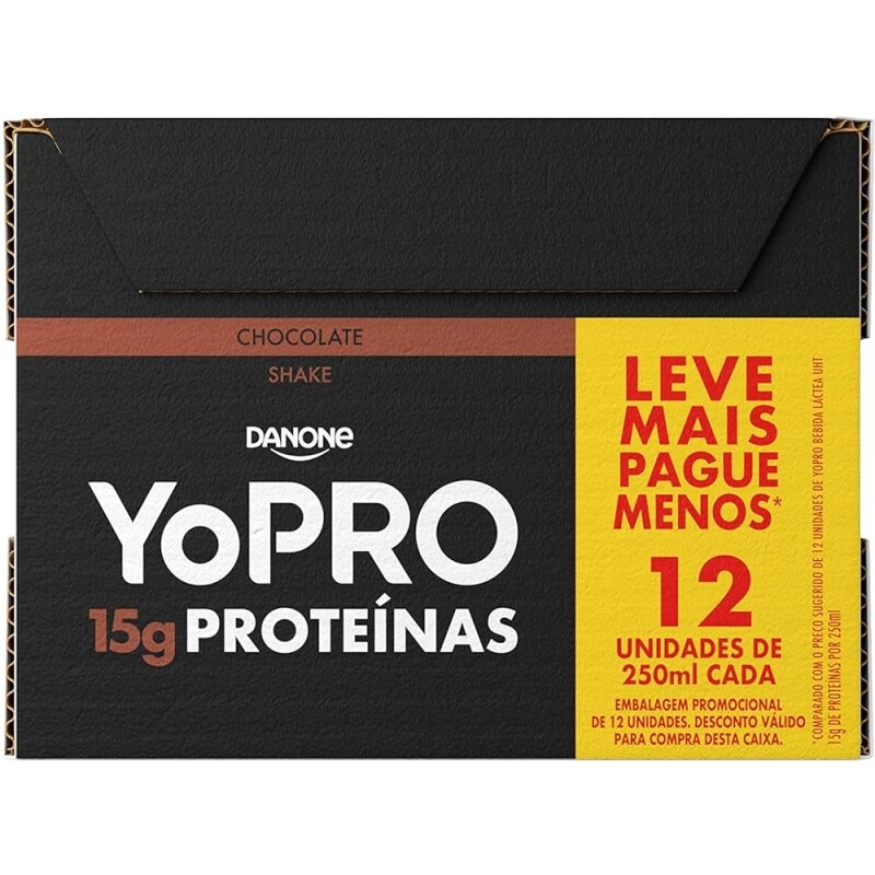 Pack Yopro Bebida Láctea Uht Chocolate 15G de Proteínas 250ml - 12 Unidades