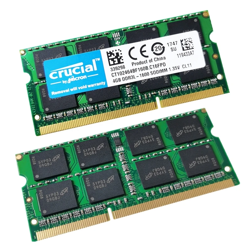 Memória RAM Crucial Noteebook DDR3L 1X4GB 1333MHZ