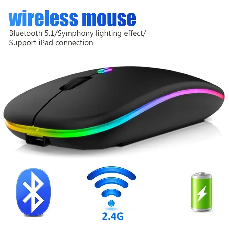 Mouse Ergonômico sem Fio LED