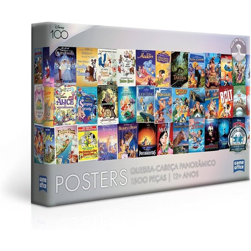 Disney 100 Anos: Posters - Quebra-cabeça - 1500 peças panorâmico - Toyster Brinquedos