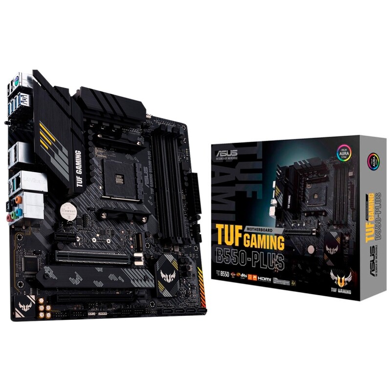 Placa-Mãe Asus TUF Gaming B550M-PLUS AMD AM4 mATX DDR4 M.2 Aura para fita RGB - 90MB14A0-C1BAY0