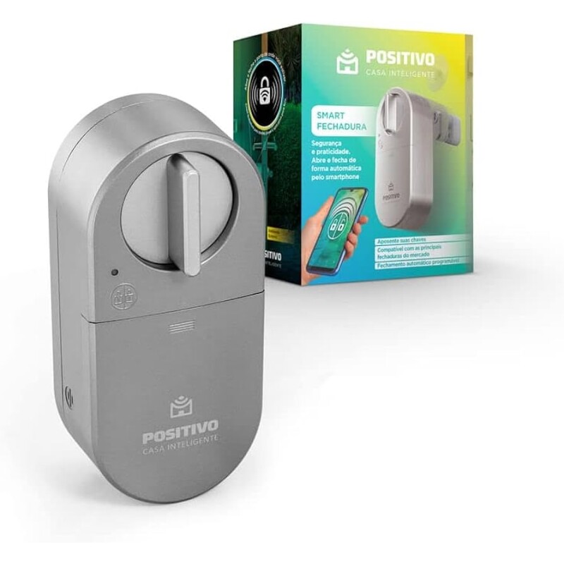 Smart Fechadura Positivo Casa Inteligente Conexão Bluetooth 5.0 Abre pelo Celular Bateria de 7,4V - ‎PSFE