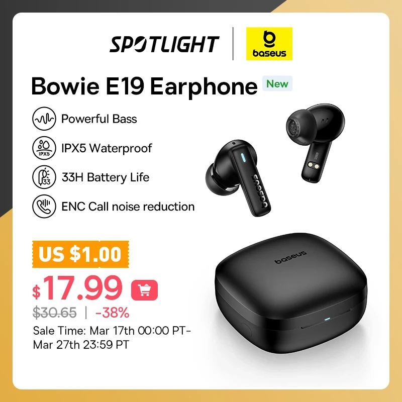 Fone de Ouvido Baseus Bowie E19 Bluetooth 5.3