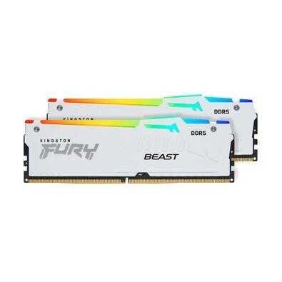 Memória Kingston Fury Beast RGB 32GB (2x16GB) 6000MHz DDR5 CL36 Branco - KF560C36BWEAK2-32