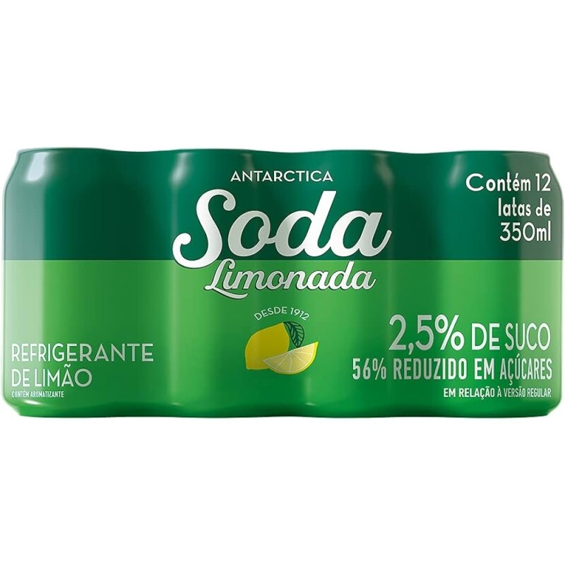 Pack de Refrigerante Soda Limonada Antarctica Lata 350ML 12 unidades