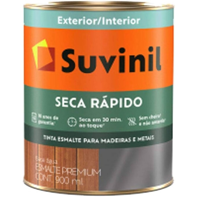Tinta Suvinil para madeiras e metais esmalte brilhante seca rapido 09L - Branco - 53703721