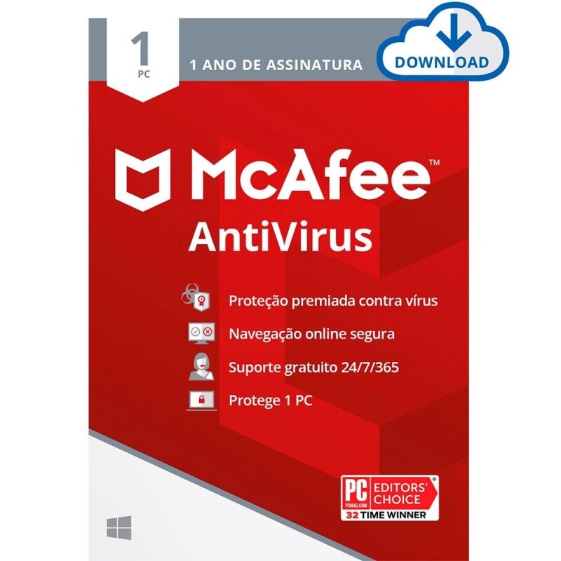 McAfee Antivírus - Proteção para 1 Dispositivo - 1 ano - Digital para download