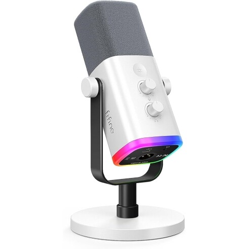 Microfone Dinâmico Fifine LED RGB USB - AM8W