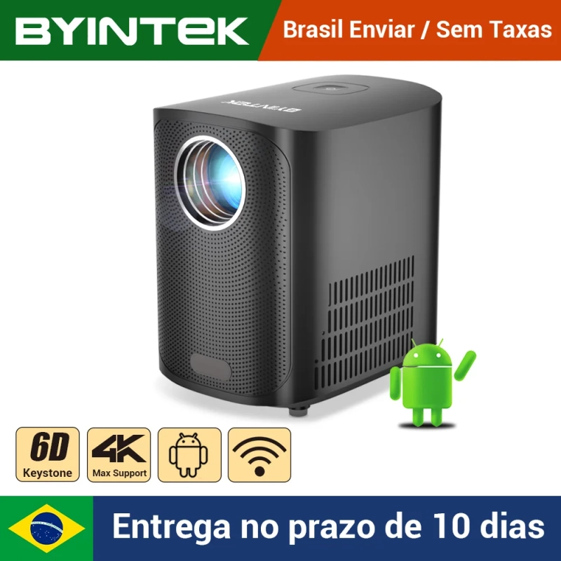 Mini Projetor LED BYINTEK X20 4K Android 9.0 1280x720P 5G Wi-Fi