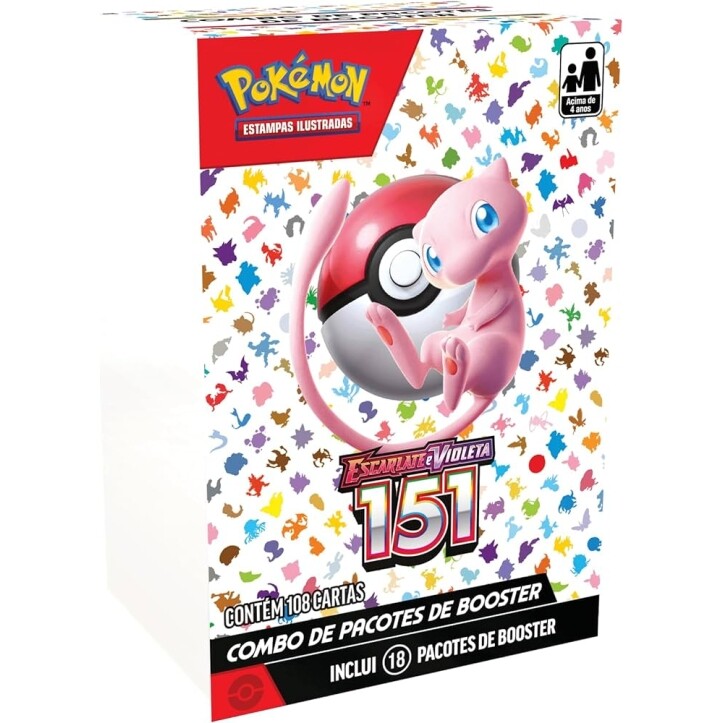 Box 18 Boosters Cards Pokémon Coleção Especial Escarlate e Violeta 151 Copag Cards Cartas em português oficial