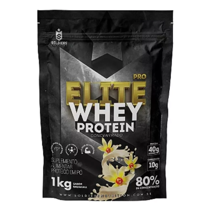 Whey Protein Elite Pro Concentrado 80% 1kg Baunilha - Soldiers Nutrition