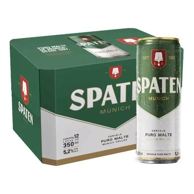 5 Packs Cerveja Munich Helles Puro Malte Spaten 350ml - Total 60 Unidades